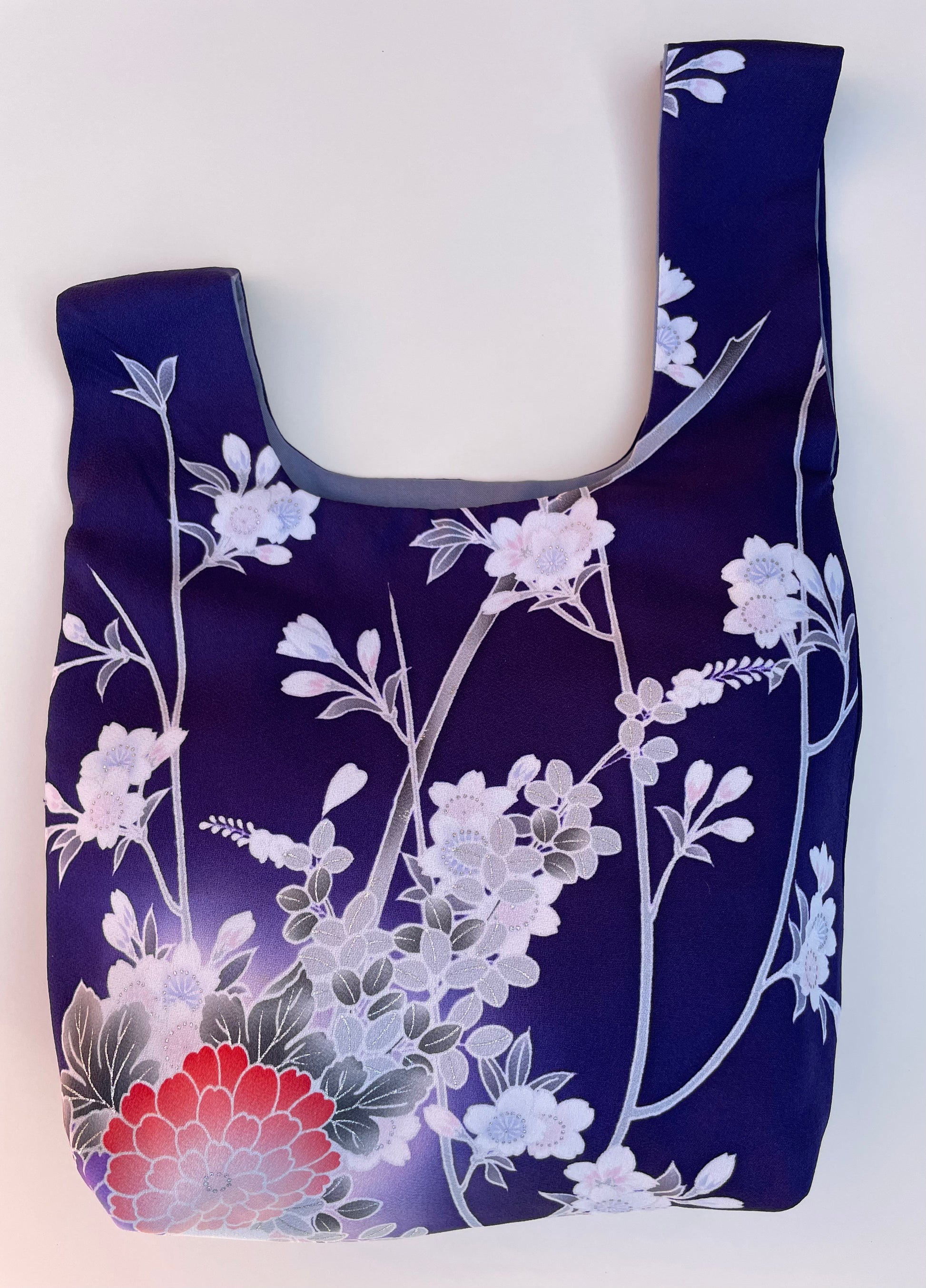 ●no content.● 221. Flower Knot Bag (3色) Knot Silk bag - Flower / Purple Sakura – Motto Vintage